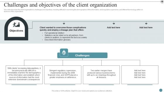 Challenges And Objectives Of The Client Organization Deploying Data Lineage IT Sample PDF