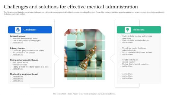 Challenges And Solutions For Effective Medical Administration Brochure PDF