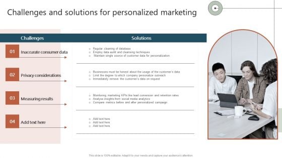 Challenges And Solutions For Personalized Marketing Ppt Infographics Guide PDF