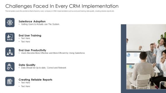 Challenges Faced In Every CRM Implementation Pitch Deck Of Salesforce Elevator Fundraising Inspiration PDF Challenges Faced In Every CRM Implementation Pitch Deck Of Salesforce Elevator Fundraising Inspiration PDF