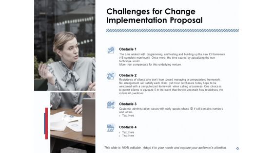 Challenges For Change Implementation Proposal Ppt PowerPoint Presentation Inspiration Designs Download