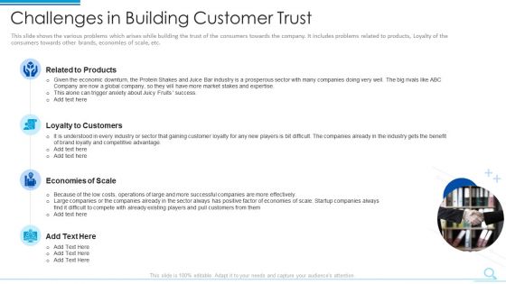 Challenges In Building Customer Trust Template PDF