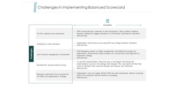 Challenges In Implementing Balanced Scorecard Ppt PowerPoint Presentation Show Templates