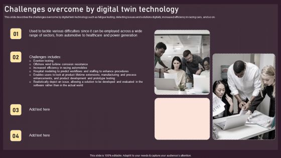 Challenges Overcome By Digital Twin Technology Ppt PowerPoint Presentation File Diagrams PDF