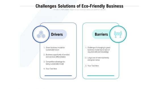 Challenges Solutions Of Eco Friendly Business Ppt PowerPoint Presentation Layouts Graphics Template