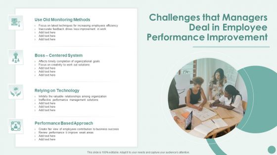 Challenges That Managers Deal In Employee Performance Improvement Template PDF