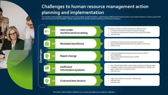 Challenges To Human Resource Management Action Planning And Implementation Professional PDF