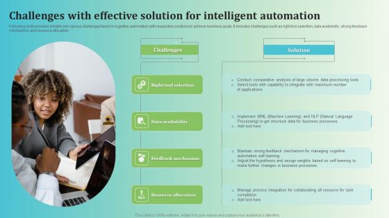 Challenges With Effective Solution For Intelligent Automation Portrait PDF