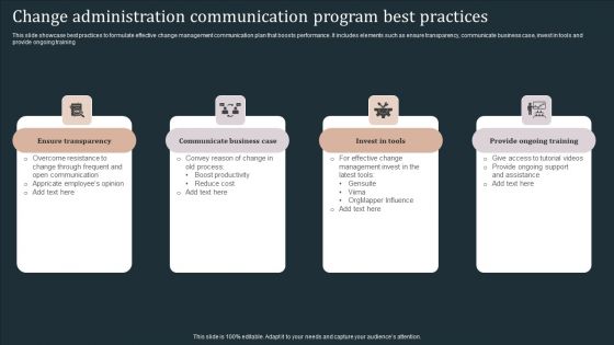 Change Administration Communication Program Best Practices Topics PDF