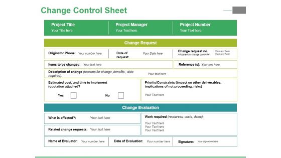 Change Control Sheet Ppt PowerPoint Presentation Portfolio Icons