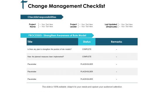 Change Management Checklist Ppt PowerPoint Presentation Portfolio Graphics Download