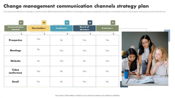 Change Management Communication Channels Strategy Plan Sample PDF