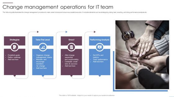 Change Management Operations For IT Team Ppt PowerPoint Presentation Icon Pictures PDF