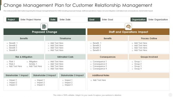 Change Management Plan For Customer Relationship Management Strategies To Improve Customer Microsoft PDF