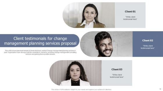 Change Management Planning Services Proposal Ppt PowerPoint Presentation Complete Deck With Slides