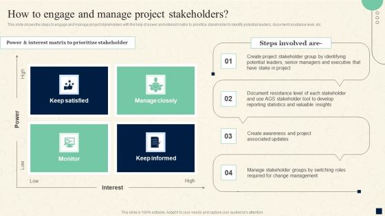 Change Management Process How To Engage And Manage Project Stakeholders Summary PDF