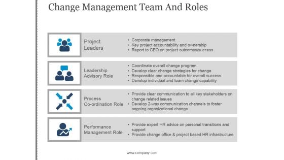 Change Management Team And Roles Template 1 Ppt PowerPoint Presentation Template