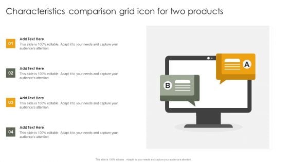 Characteristics Comparison Grid Icon For Two Products Themes PDF