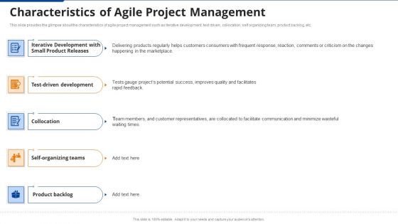 Characteristics Of Agile Project Management Ppt Pictures Guidelines PDF