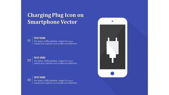 Charging Plug Icon On Smartphone Vector Ppt PowerPoint Presentation Styles Inspiration PDF