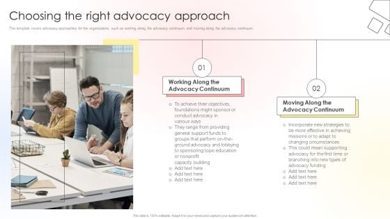 Charitable Leadership Playbook For Policy Advocacy Choosing The Right Advocacy Approach Sample PDF