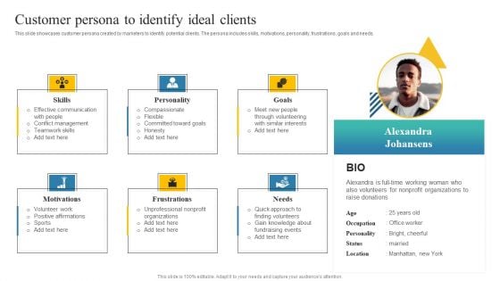 Charity Fundraising Marketing Plan Customer Persona To Identify Ideal Clients Portrait PDF Charity Fundraising Marketing Plan Customer Persona To Identify Ideal Clients Portrait PDF