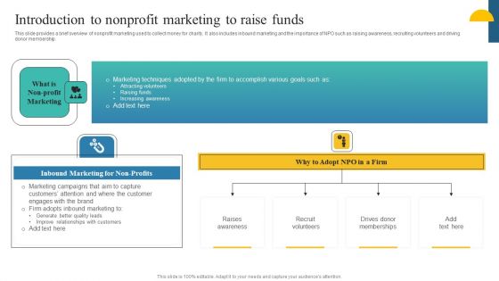 Charity Fundraising Marketing Plan Introduction To Nonprofit Marketing To Raise Funds Information PDF
