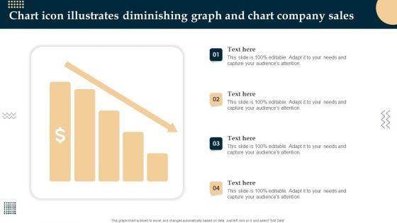 Chart Icon Illustrates Diminishing Graph And Chart Company Sales Professional PDF