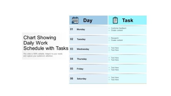 Chart Showing Daily Work Schedule With Tasks Ppt PowerPoint Presentation Gallery Slides PDF