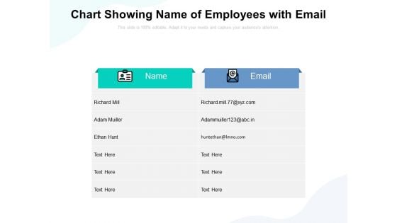 Chart Showing Name Of Employees With Email Ppt PowerPoint Presentation Icon Ideas PDF