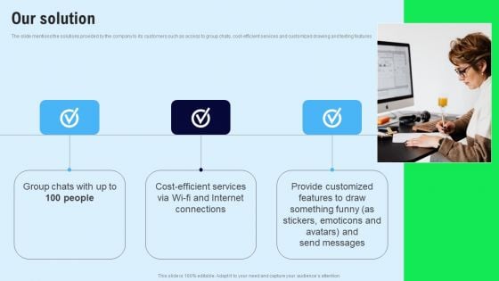 Chat Messenger Investor Funding Elevator Pitch Deck Our Solution Guidelines PDF Chat Messenger Investor Funding Elevator Pitch Deck Our Solution Guidelines PDF