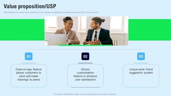 Chat Messenger Investor Funding Elevator Pitch Deck Value Proposition Usp Pictures PDF