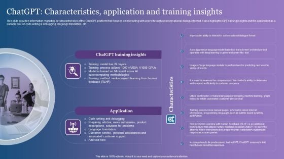 Chatgpt Characteristics Application And Training Insights Background PDF