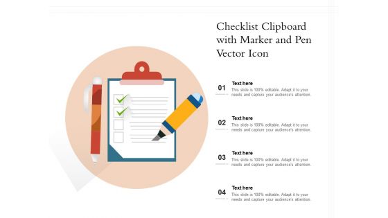 Checklist Clipboard With Marker And Pen Vector Icon Ppt PowerPoint Presentation File Graphics Download PDF