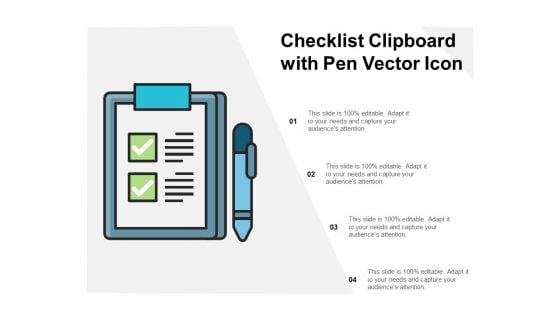 Checklist Clipboard With Pen Vector Icon Ppt PowerPoint Presentation Inspiration Clipart Images