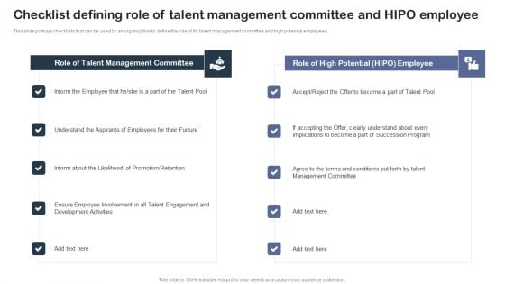 Checklist Defining Role Of Talent Management Committee And Hipo Employee Download PDF