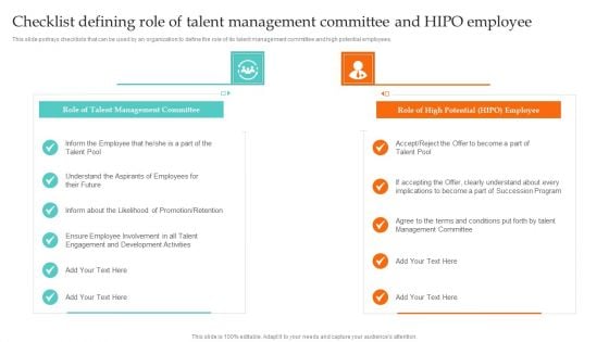 Checklist Defining Role Of Talent Management Committee And Hipo Employee Microsoft PDF