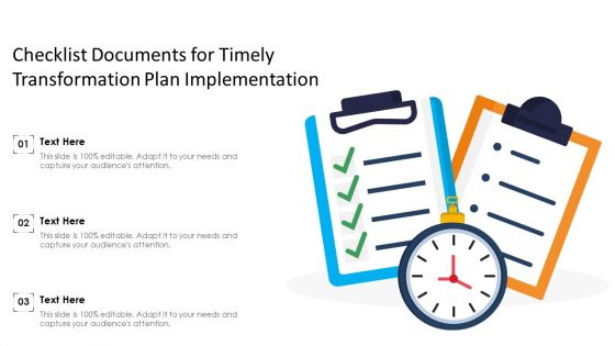 Checklist Documents For Timely Transformation Plan Implementation Ppt PowerPoint Presentation File Influencers PDF Checklist Documents For Timely Transformation Plan Implementation Ppt PowerPoint Presentation File Influencers PDF