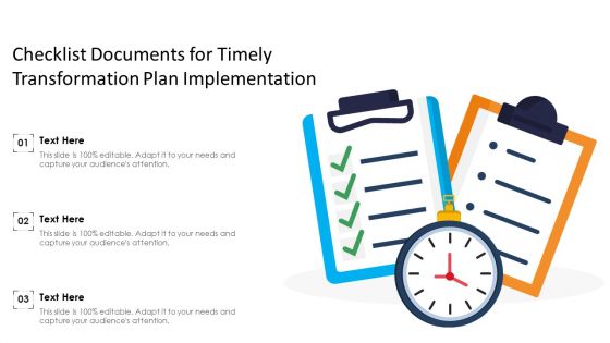 Checklist Documents For Timely Transformation Plan Implementation Ppt PowerPoint Presentation File Influencers PDF