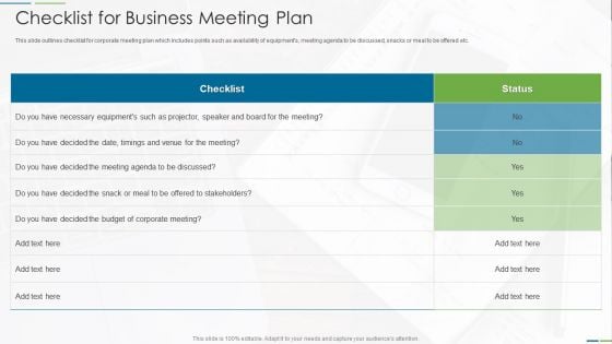 Checklist For Business Meeting Plan Infographics PDF Checklist For Business Meeting Plan Infographics PDF