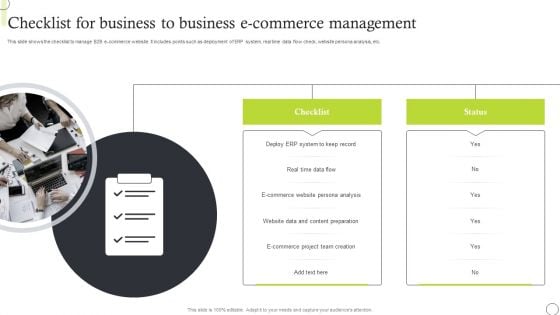 Checklist For Business To Business E Commerce Management Structure PDF