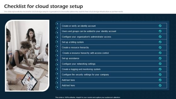 Checklist For Cloud Storage Setup Virtual Cloud Network IT Ppt Professional Styles PDF