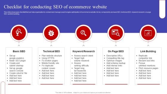 Checklist For Conducting SEO Of Ecommerce Website Download PDF