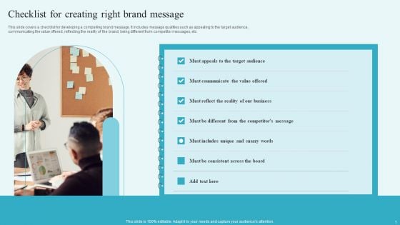 Checklist For Creating Right Brand Message Building A Comprehensive Brand Elements PDF