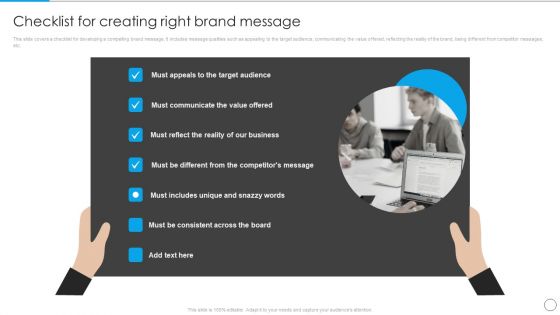 Checklist For Creating Right Brand Message Communication Strategy To Enhance Brand Value Professional PDF