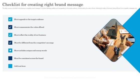 Checklist For Creating Right Brand Message Executing Brand Communication Strategy Rules PDF