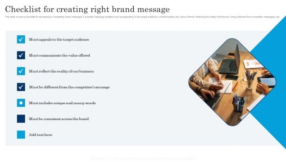 Checklist For Creating Right Brand Message Executing Brand Communication Strategy Rules PDF Checklist For Creating Right Brand Message Executing Brand Communication Strategy Rules PDF