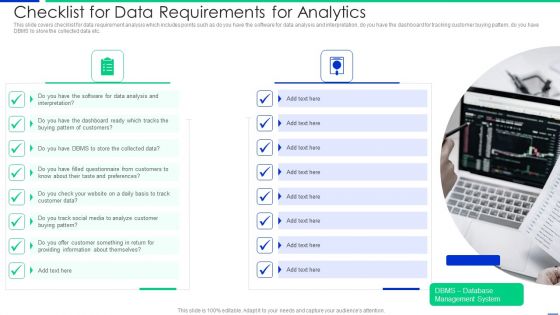 Checklist For Data Requirements For Analytics Information PDF Checklist For Data Requirements For Analytics Information PDF