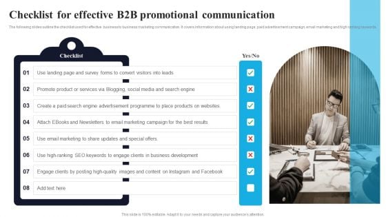 Checklist For Effective B2B Promotional Communication Elements PDF