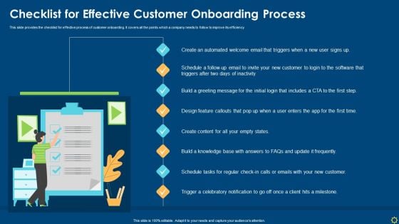 Checklist For Effective Customer Onboarding Process Ppt Infographic Template Information PDF